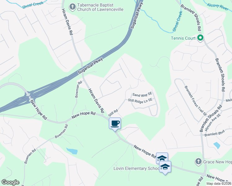 map of restaurants, bars, coffee shops, grocery stores, and more near 891 Cruiser Run in Lawrenceville
