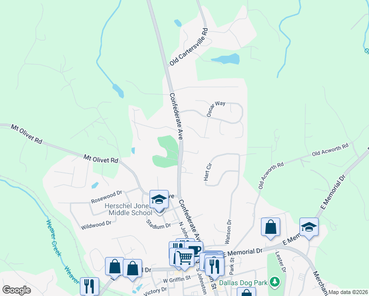 map of restaurants, bars, coffee shops, grocery stores, and more near 101 Kirk Drive in Dallas