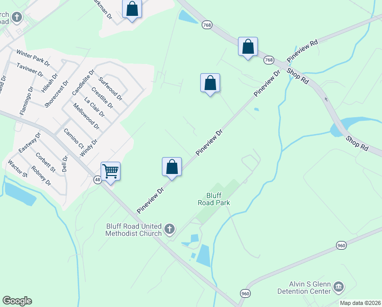 map of restaurants, bars, coffee shops, grocery stores, and more near 1309 Pineview Drive in Columbia