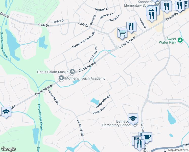 map of restaurants, bars, coffee shops, grocery stores, and more near 3162 Ferrite Court Northwest in Lawrenceville