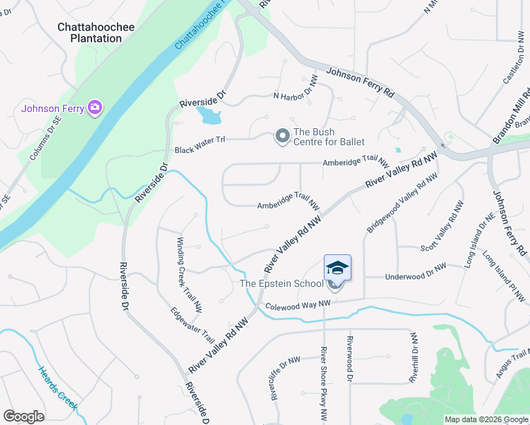 map of restaurants, bars, coffee shops, grocery stores, and more near 655 Amberidge Trail Northwest in Atlanta