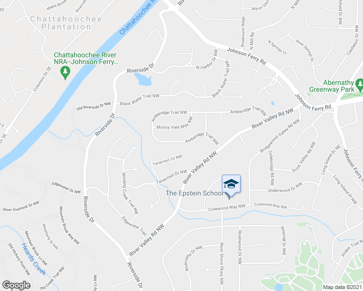 map of restaurants, bars, coffee shops, grocery stores, and more near 655 Amberidge Trail Northwest in Atlanta