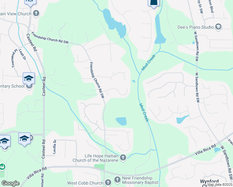 map of restaurants, bars, coffee shops, grocery stores, and more near 3519 Wellsley Drive in Powder Springs
