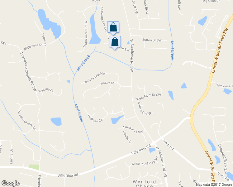 map of restaurants, bars, coffee shops, grocery stores, and more near 786 Andora Court in Marietta