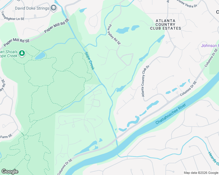 map of restaurants, bars, coffee shops, grocery stores, and more near 572 Pine Valley Road Southeast in Marietta