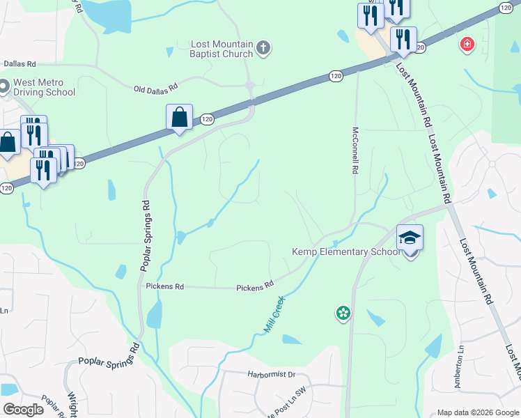 map of restaurants, bars, coffee shops, grocery stores, and more near 5404 Spring Moss Court in Dallas