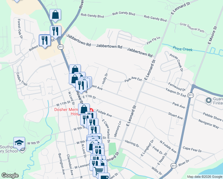 map of restaurants, bars, coffee shops, grocery stores, and more near 711 Dale Ave in Southport
