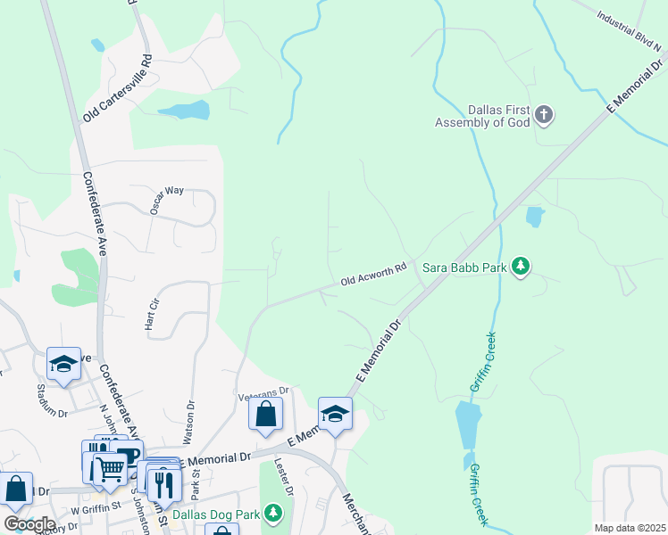 map of restaurants, bars, coffee shops, grocery stores, and more near 104 Johnny Lane in Dallas