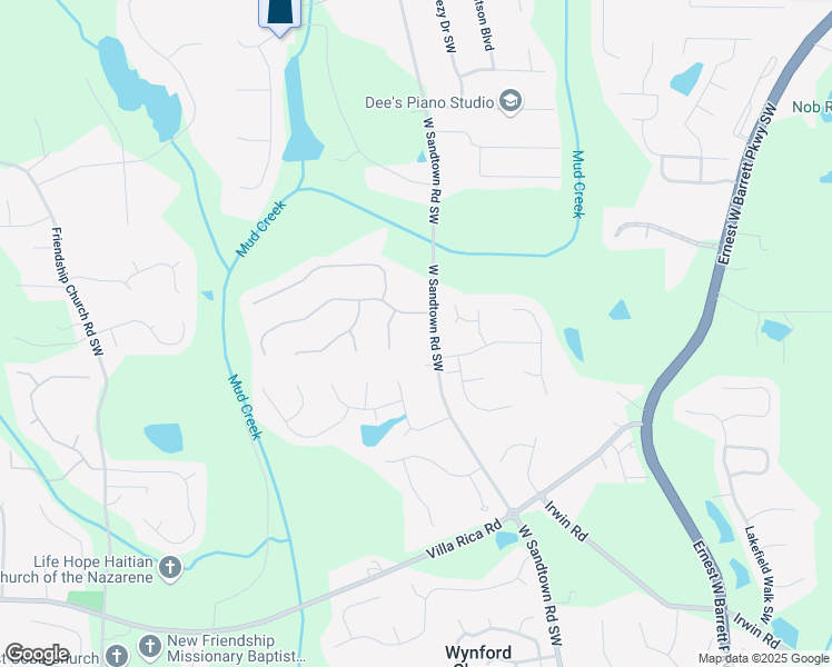 map of restaurants, bars, coffee shops, grocery stores, and more near 862 West Sandtown Road Southwest in Marietta