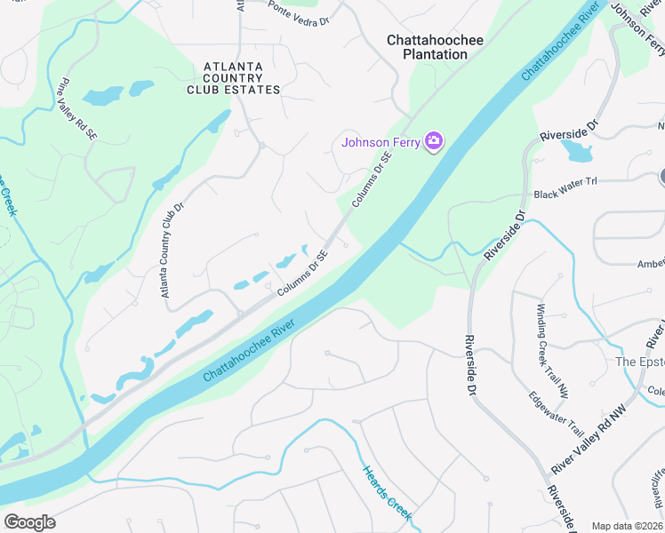 map of restaurants, bars, coffee shops, grocery stores, and more near 4586 Columns Dr SE in Marietta