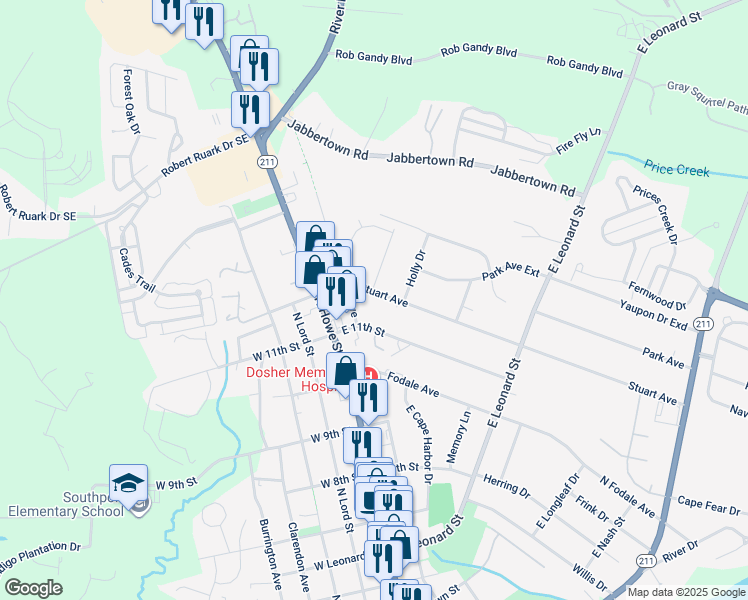 map of restaurants, bars, coffee shops, grocery stores, and more near 409 Stuart Avenue in Southport