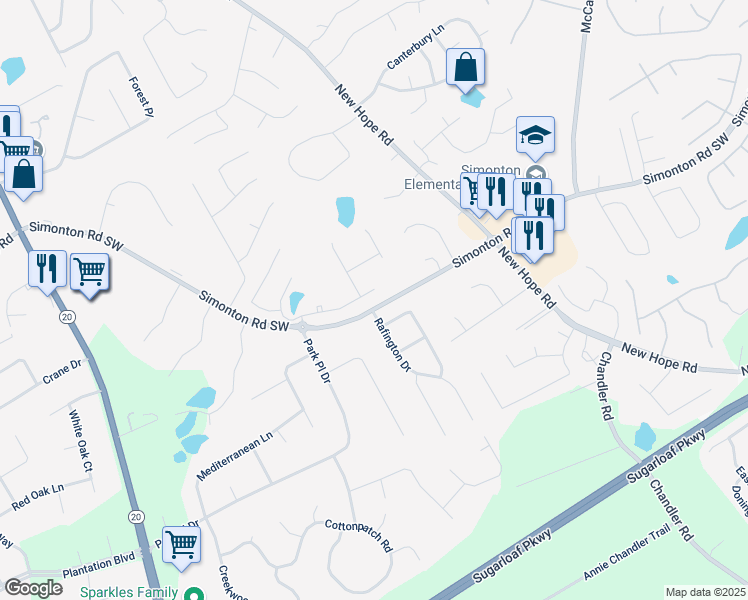 map of restaurants, bars, coffee shops, grocery stores, and more near 18 Dorothy Ln in Lawrenceville