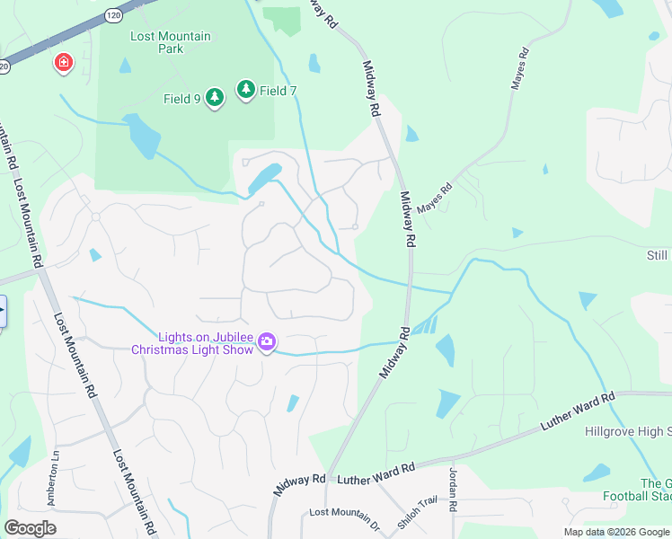 map of restaurants, bars, coffee shops, grocery stores, and more near 4539 Willow Oak Trail in Powder Springs
