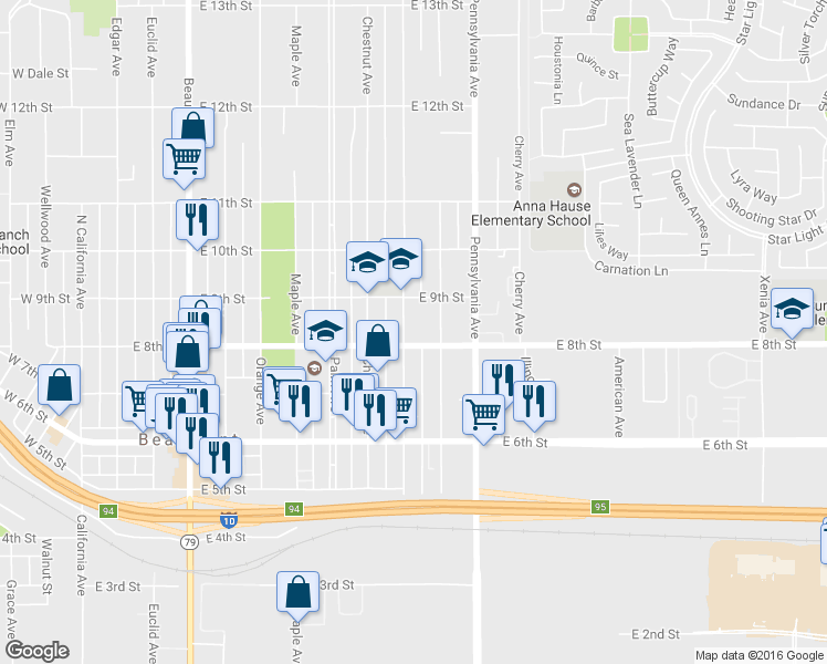 map of restaurants, bars, coffee shops, grocery stores, and more near 820 Michigan Avenue in Beaumont