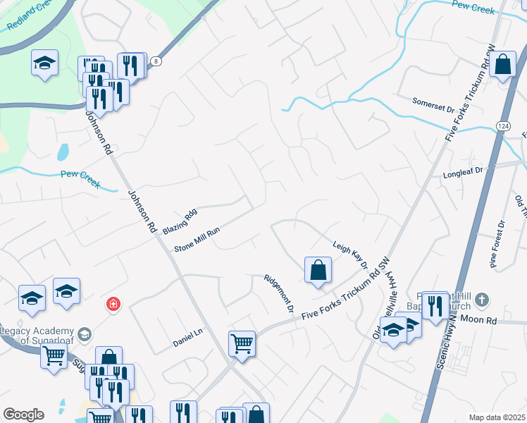 map of restaurants, bars, coffee shops, grocery stores, and more near 1024 Stone Mill Run in Lawrenceville