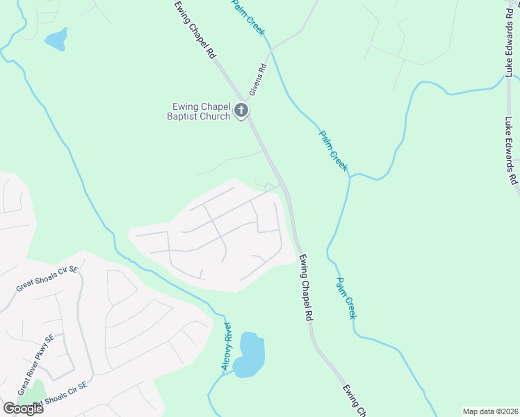 map of restaurants, bars, coffee shops, grocery stores, and more near 1702 Rivercreek Drive Southeast in Dacula
