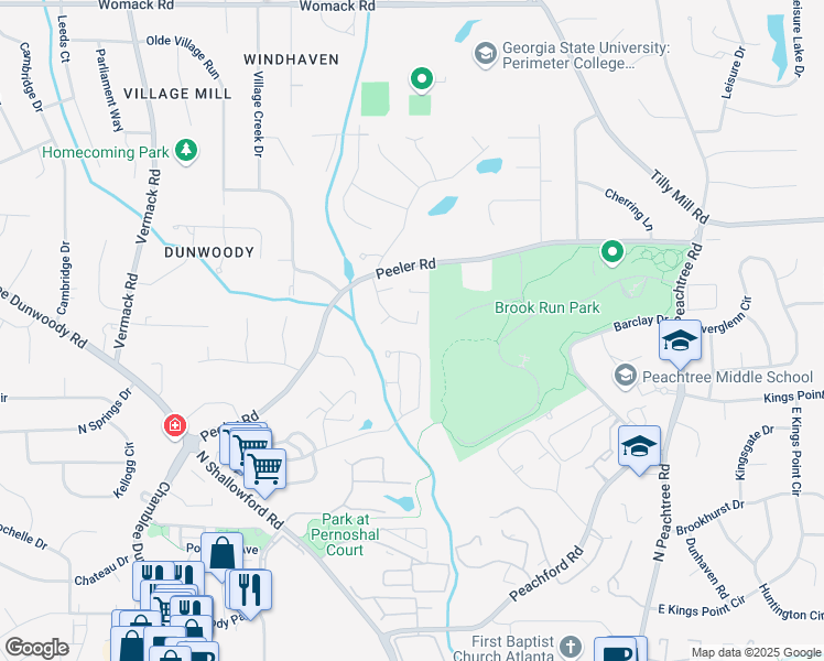 map of restaurants, bars, coffee shops, grocery stores, and more near 4648 Equestrian Way in Dunwoody
