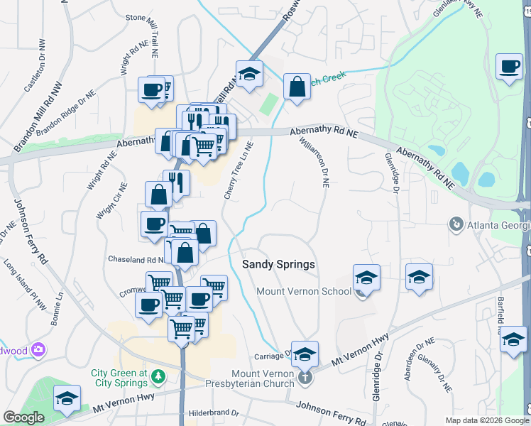 map of restaurants, bars, coffee shops, grocery stores, and more near 429 Heritage Way Northeast in Atlanta