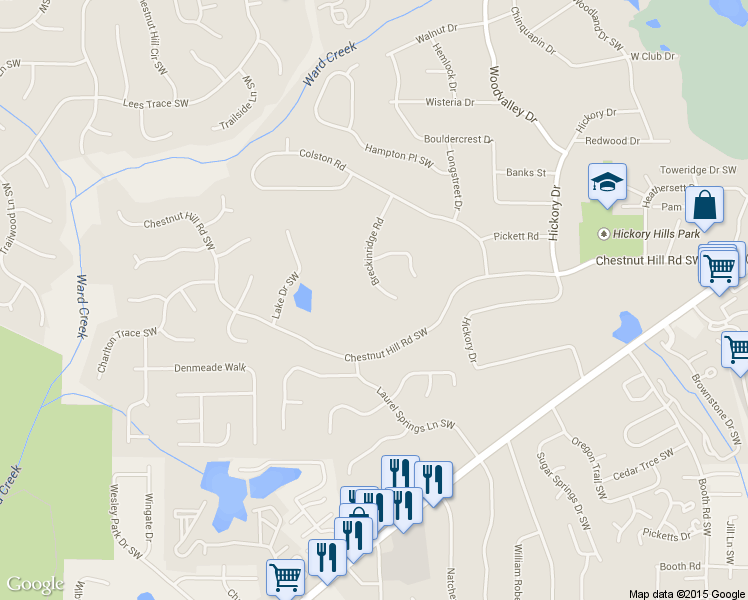 map of restaurants, bars, coffee shops, grocery stores, and more near 800 Breckinridge Road in Marietta