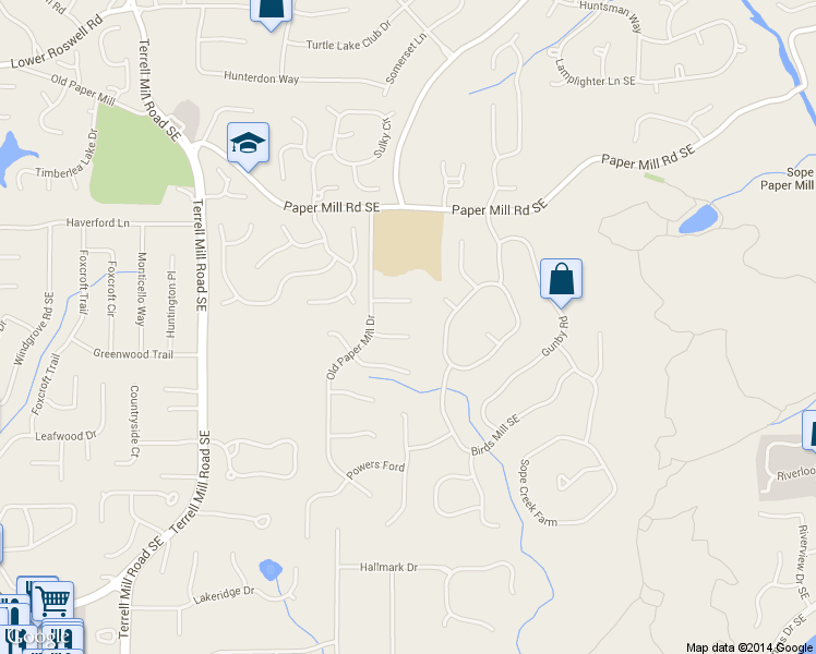 map of restaurants, bars, coffee shops, grocery stores, and more near 3361 Stovehill Court Southeast in Marietta
