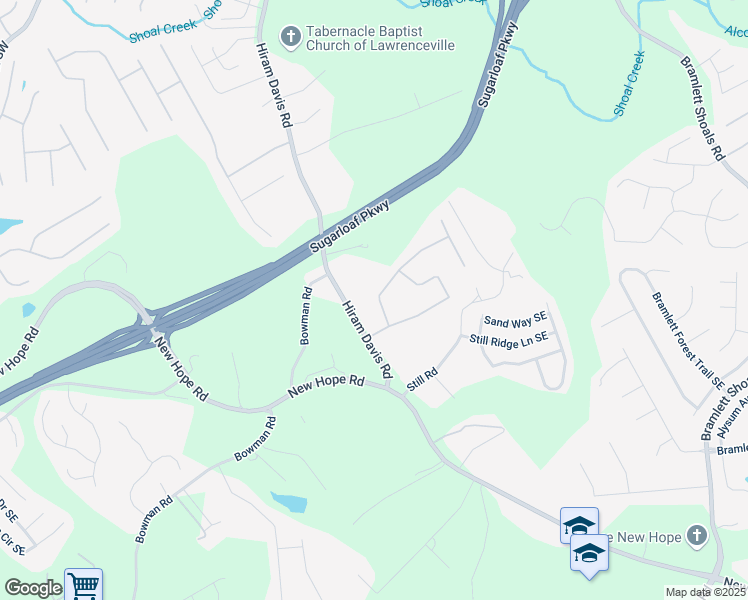 map of restaurants, bars, coffee shops, grocery stores, and more near 1413 Dodger Way in Lawrenceville