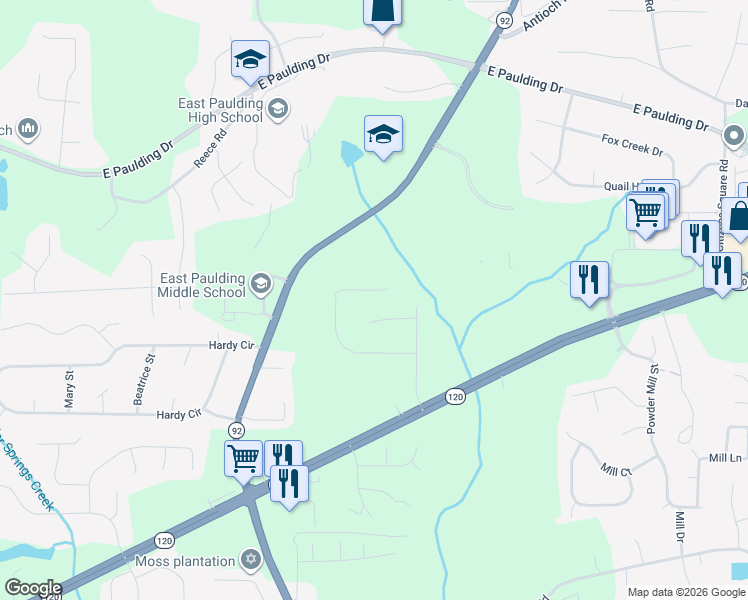 map of restaurants, bars, coffee shops, grocery stores, and more near 422 Fox Ridge Ct in Dallas