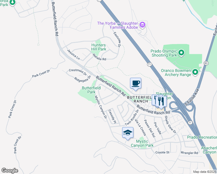 map of restaurants, bars, coffee shops, grocery stores, and more near 6160 Fleetwood Lane in Chino Hills