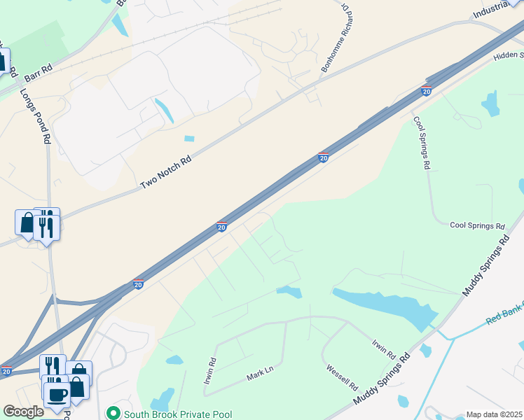 map of restaurants, bars, coffee shops, grocery stores, and more near 244 Frontage Road in Lexington