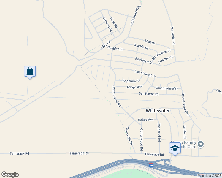 map of restaurants, bars, coffee shops, grocery stores, and more near East Cottonwood Road in Palm Springs
