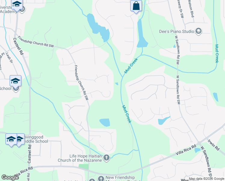map of restaurants, bars, coffee shops, grocery stores, and more near 3501 Wellsley Drive in Powder Springs