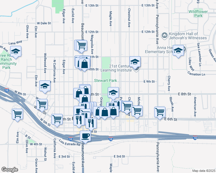 map of restaurants, bars, coffee shops, grocery stores, and more near 1506 Big Bend in Beaumont