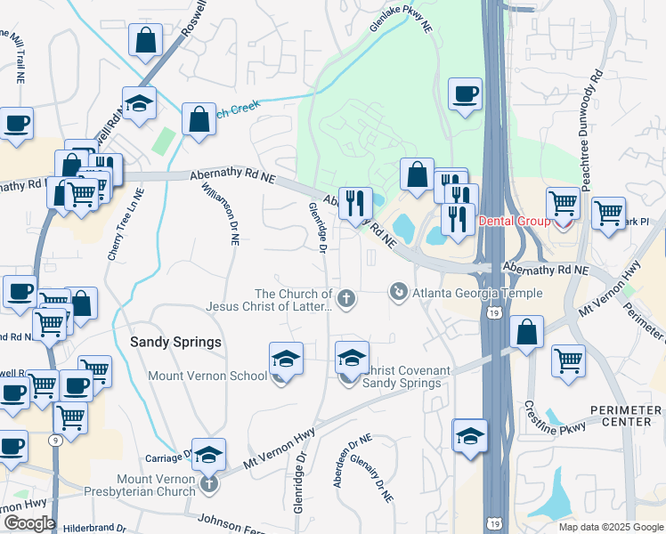 map of restaurants, bars, coffee shops, grocery stores, and more near 6544 Aria Village Drive in Atlanta