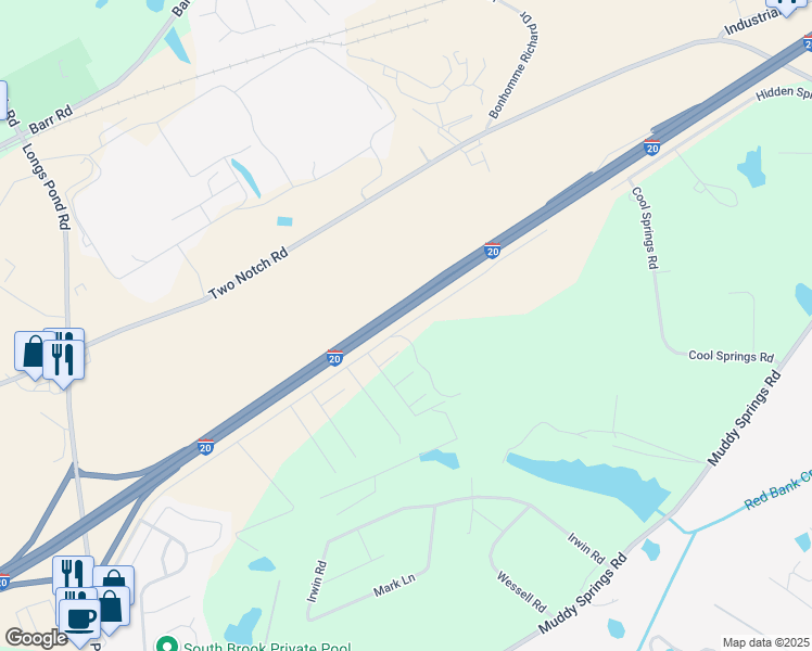 map of restaurants, bars, coffee shops, grocery stores, and more near 244 Frontage Road in Lexington