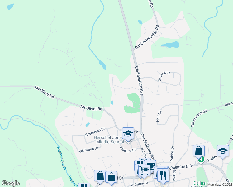 map of restaurants, bars, coffee shops, grocery stores, and more near 79 Chestnut Path in Dallas