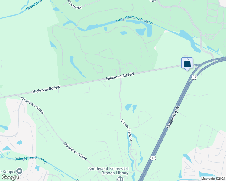 map of restaurants, bars, coffee shops, grocery stores, and more near 395 South Crow Creek Drive in Calabash