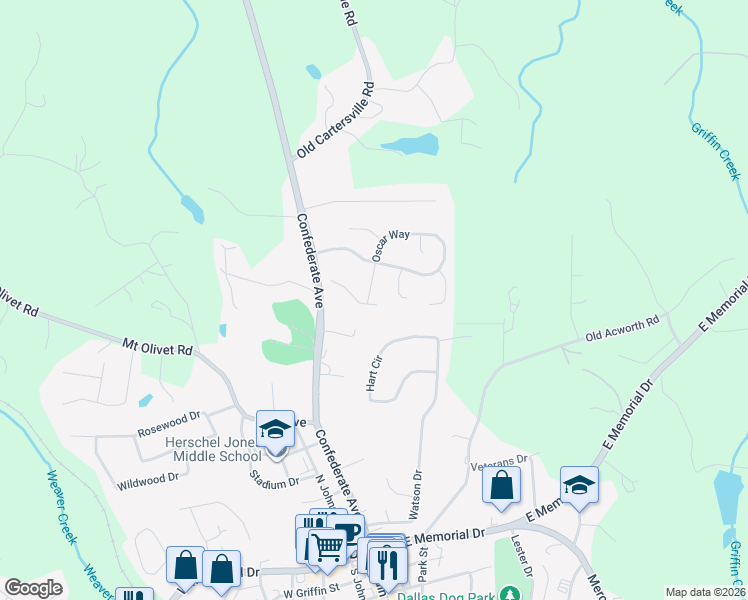 map of restaurants, bars, coffee shops, grocery stores, and more near 111 Caitlin Lane in Dallas