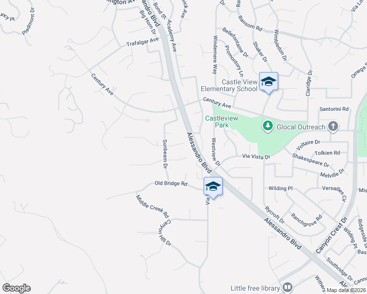 map of restaurants, bars, coffee shops, grocery stores, and more near 1854 Natalie Lane in Riverside