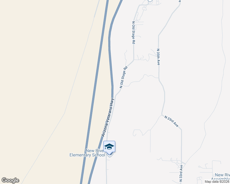 map of restaurants, bars, coffee shops, grocery stores, and more near Arizona Veterans Highway in New River