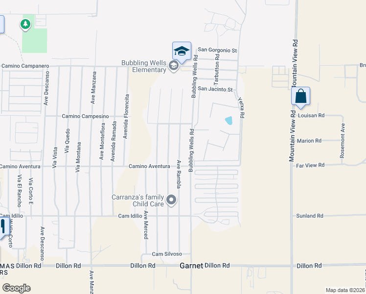 map of restaurants, bars, coffee shops, grocery stores, and more near 15810 Avenue Rambla in Desert Hot Springs