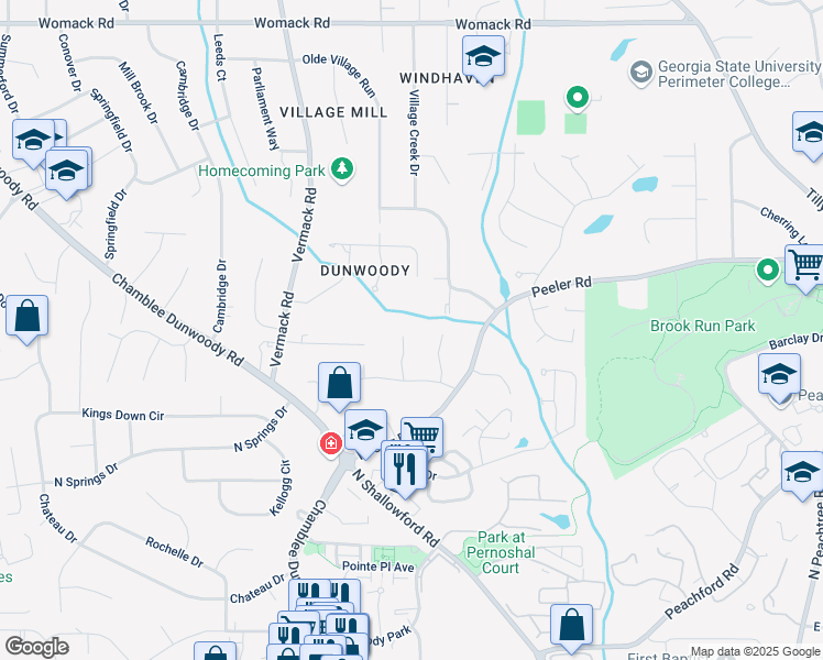 map of restaurants, bars, coffee shops, grocery stores, and more near 4672 Peeler Mill Court in Atlanta
