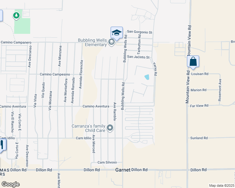 map of restaurants, bars, coffee shops, grocery stores, and more near 15917 Avenue Rambla in Desert Hot Springs
