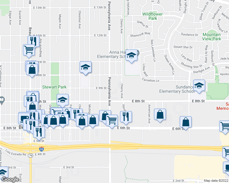 map of restaurants, bars, coffee shops, grocery stores, and more near 830 Pennsylvania Avenue in Beaumont