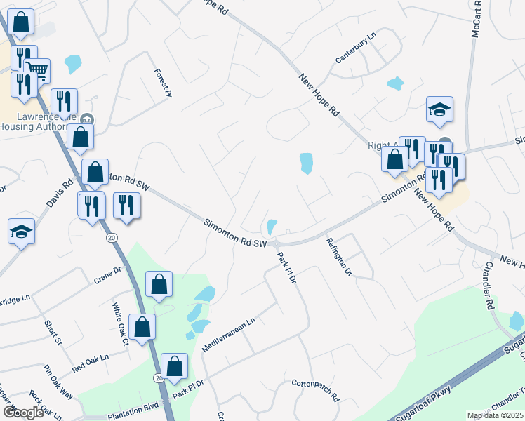 map of restaurants, bars, coffee shops, grocery stores, and more near 238 Dorothy Ln in Lawrenceville