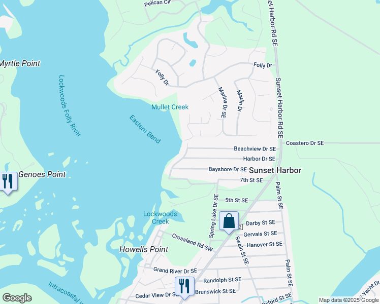 map of restaurants, bars, coffee shops, grocery stores, and more near 410 Ironwood Drive Southeast in Bolivia