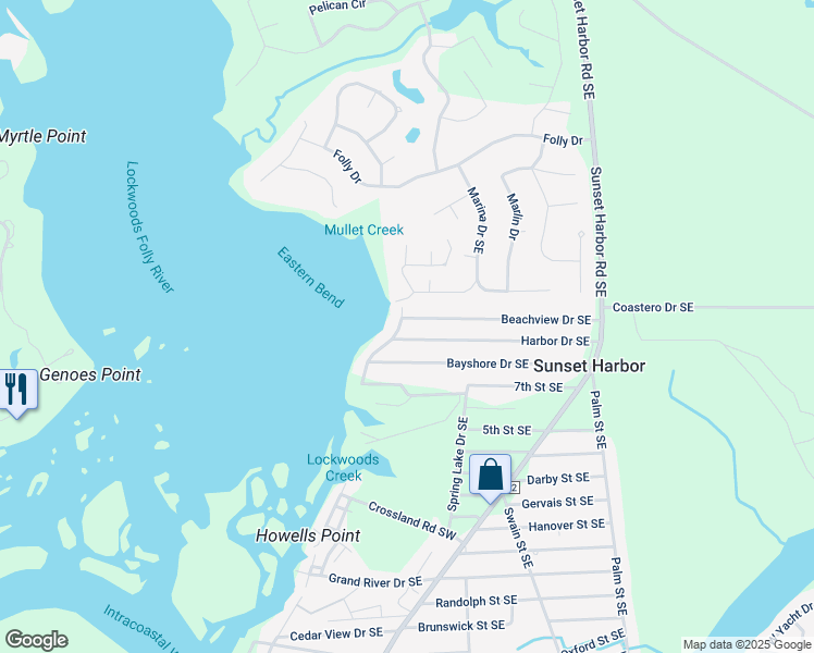 map of restaurants, bars, coffee shops, grocery stores, and more near 410 Ironwood Drive Southeast in Bolivia