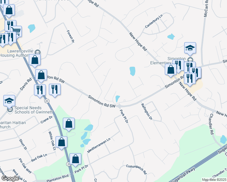 map of restaurants, bars, coffee shops, grocery stores, and more near 238 Dorothy Ln in Lawrenceville