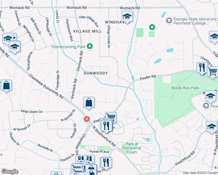 map of restaurants, bars, coffee shops, grocery stores, and more near 4672 Peeler Mill Court in Atlanta