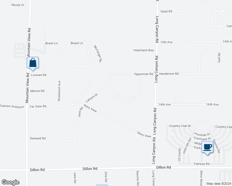 map of restaurants, bars, coffee shops, grocery stores, and more near Opperman Road in Desert Hot Springs