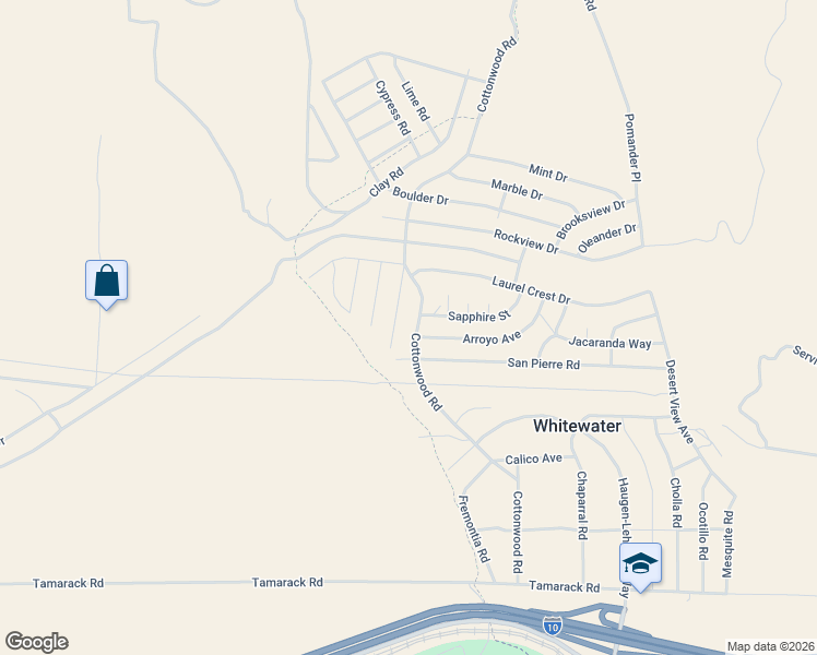 map of restaurants, bars, coffee shops, grocery stores, and more near 12853 Cottonwood Drive in Cabazon