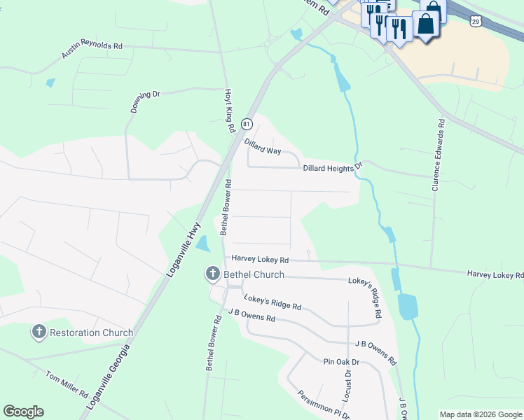 map of restaurants, bars, coffee shops, grocery stores, and more near 165 Cole Circle in Bethlehem